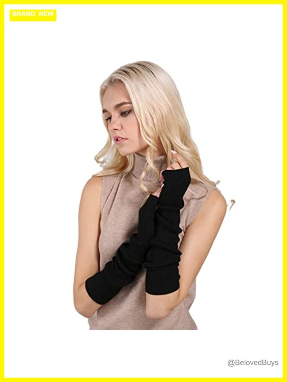 Facecozy Wool Blend Fingerless Arm Warmers Thumb Hole Long Gloves